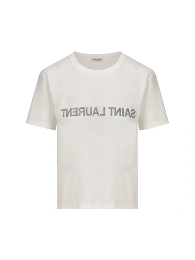 Shop Saint Laurent T-shirts And Polos In Naturel/noir