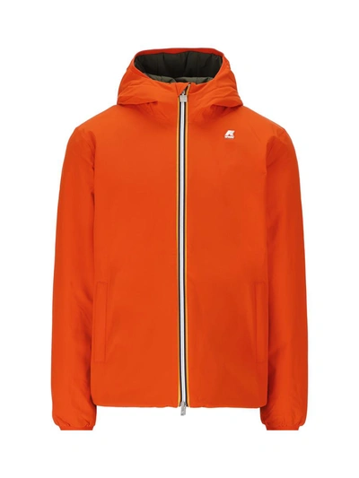 K-way Reversible Zip-up Hooded Jacket In Orange P-green B