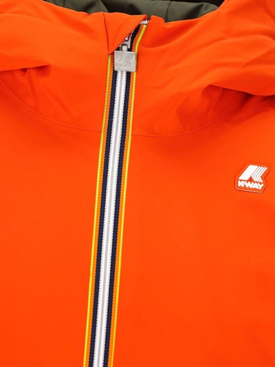 K-way Reversible Zip-up Hooded Jacket In Orange P-green B