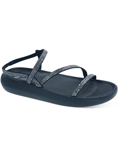 WILD PAIR PRUDENCE WOMENS FAUX LEATHER OPEN TOE SLIDE SANDALS 