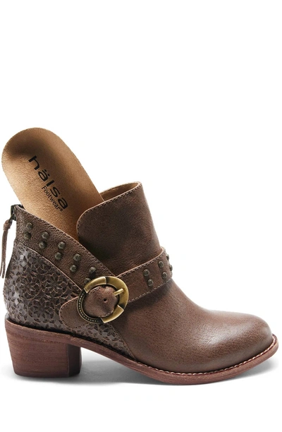 Shop Halsa Footwear Melania Bootie In Taupe Leather In Multi