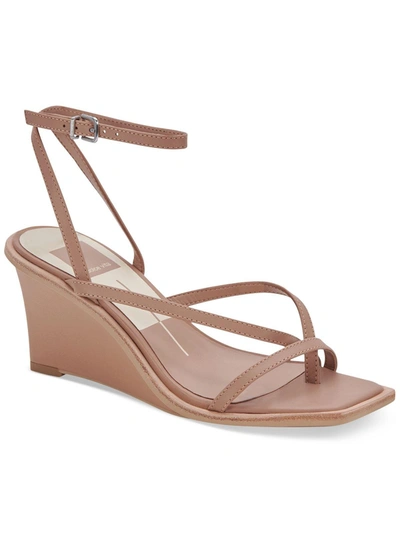 Shop Dolce Vita Gemini Womens Leather Ankle Strap Wedge Sandals In Beige