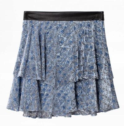 Shop Zadig & Voltaire Burnout Jim Velvet Skirt In Blue
