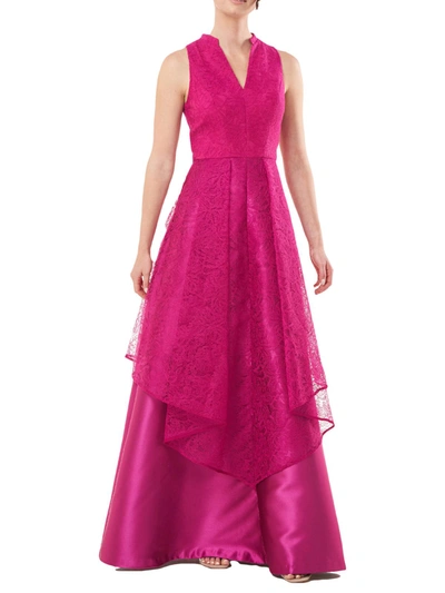 Shop Kay Unger Tamara Womens Lace Long Evening Dress In Multi