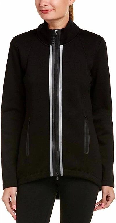 Shop Vimmia Marina Stylish Collared Soft Fabric Full Zip Jacket In Black