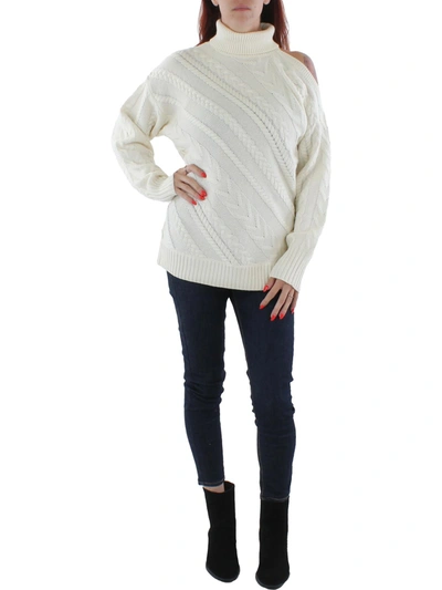 Shop Bcbgmaxazria Womens Cable Knit Pullover Turtleneck Sweater In White