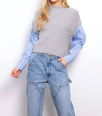 Shop Central Park West Sutton Shirt Sleeve Sweater In Grey