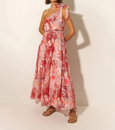 Shop Kivari Freya One Shoulder Maxi Dress In Pink Floral In Multi