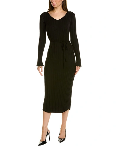 Shop Serenette Ribbed Midi Dress In Black