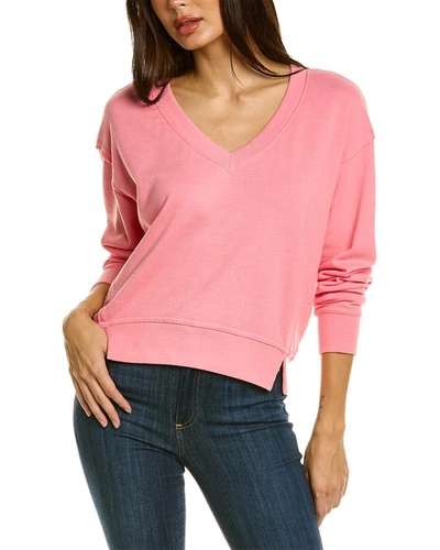 Shop Michael Stars Camila V-neck Crop Sweatshirt In Pink