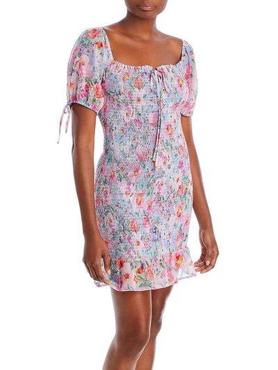 Shop Lost + Wander Sweet Summer Womens Floral Smocked Mini Dress In Multi