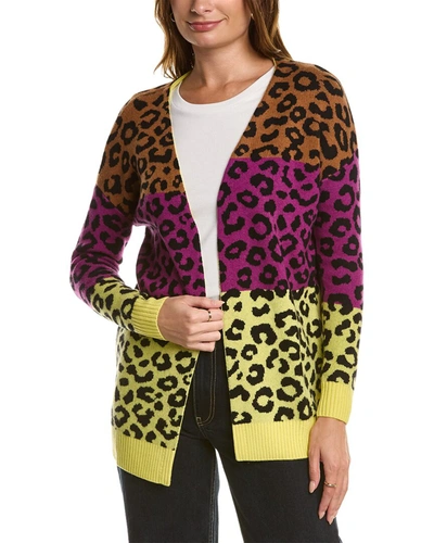 Shop Kier + J Leopard Wool & Cashmere-blend Cardigan In Purple