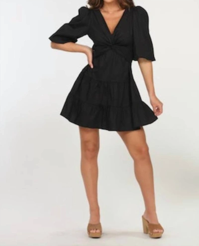Shop Veronica M Tabby Twist Poplin Dress In Black