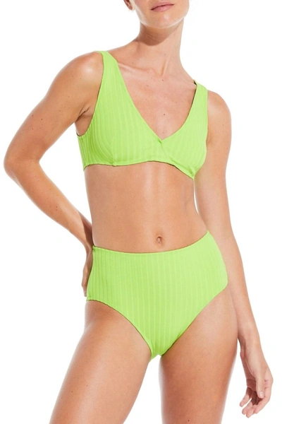 Shop Solid & Striped The Beverly Ribbed Top In Lime In Green