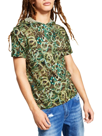 Inc Mens Hooded Print T-shirt In Green