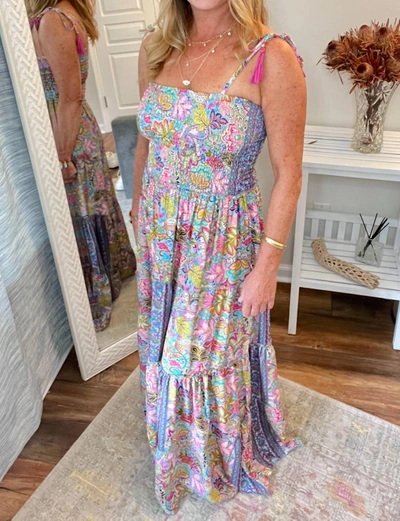 Shop Paani Smocked Floral Maxi Dress In Patterned In Multi