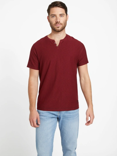 Shop Guess Factory Eco Ricky Split Tee In Red
