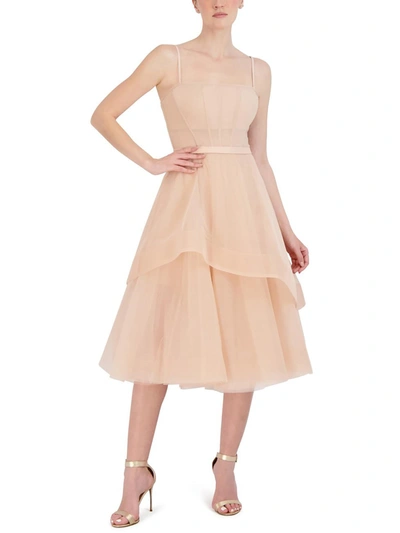 Shop Bcbgmaxazria Womens Tulle Prom Midi Dress In Pink