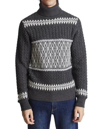 Shop Paisley & Gray Winter Cable Wool-blend Turtleneck Sweater In Grey