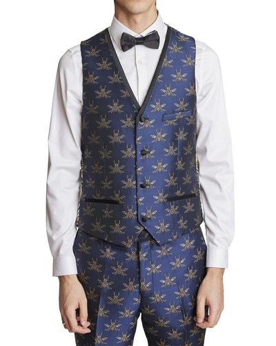 Shop Paisley & Gray Mayfair Slim Fit Tux Vest In Blue