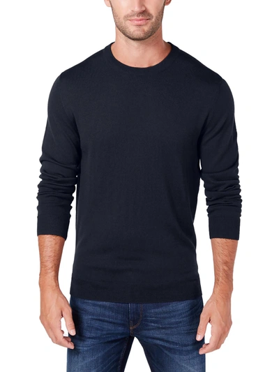 Shop Club Room Mens Merino Wool Heathered Pullover Sweater In Blue