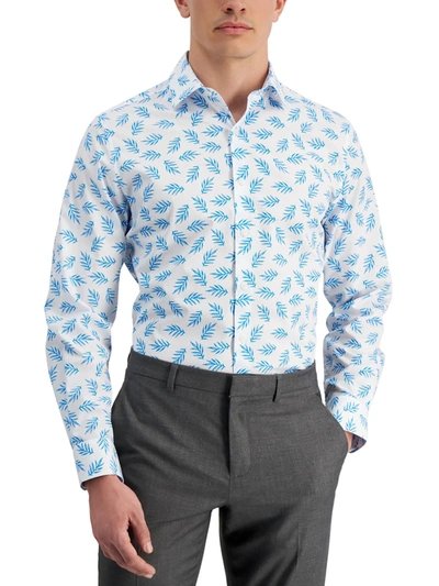 Shop Bar Iii Mens Organic Cotton Print Button-down Shirt In Blue
