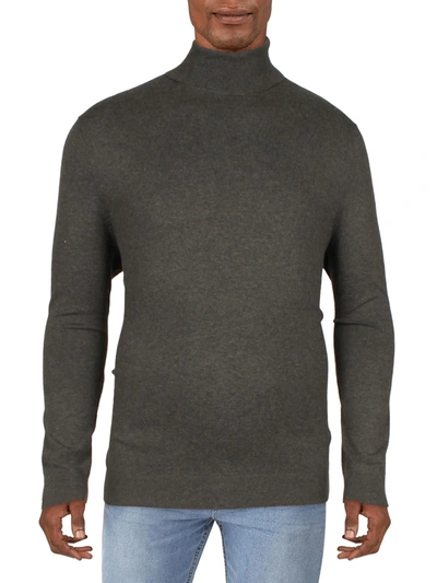Shop Alfani Tucker Mens Regular Fit Ribbed Trim Turtleneck Sweater In Grey