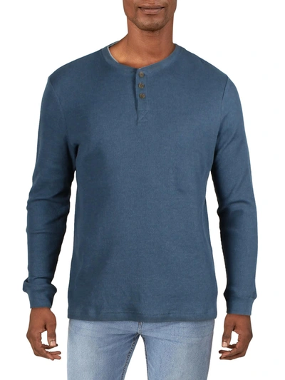 Shop Club Room Mens Waffle Knit Thermal Henley Shirt In Multi