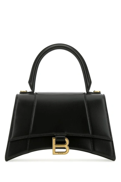 Shop Balenciaga Woman Black Leather Small Hourglass Handbag