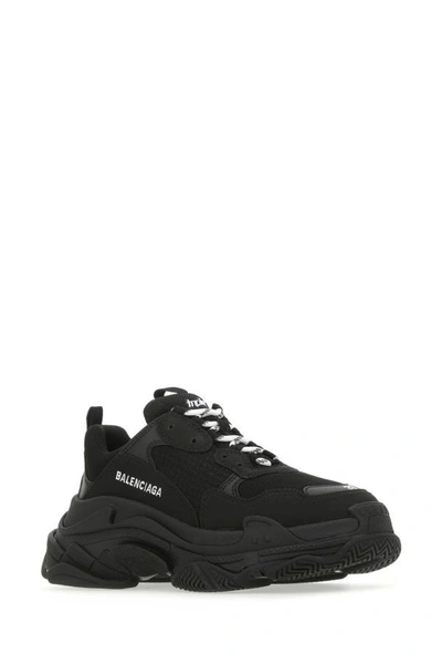 Shop Balenciaga Woman Black Synthetic Leather And Mesh Triple S Sneakers