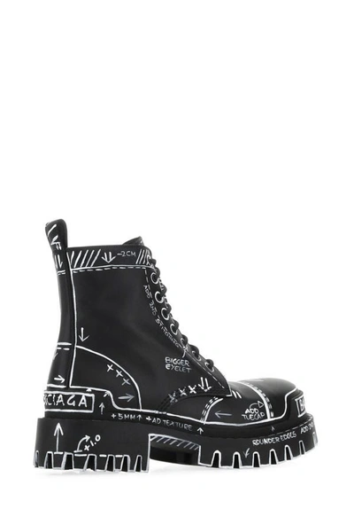 Shop Balenciaga Woman Printed Leather Ankle Boots In Multicolor