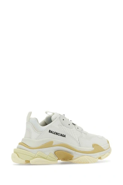 Shop Balenciaga Woman White Fabric And Synthetic Leather Triple S Sneakers