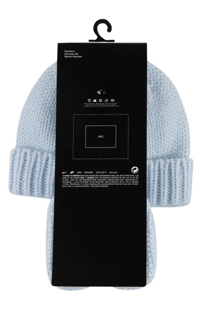 Nike Cable Knit Beanie & Booties Set In Blue Tint