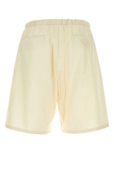 Shop Prada Man Sand Cotton Bermuda Shorts In White