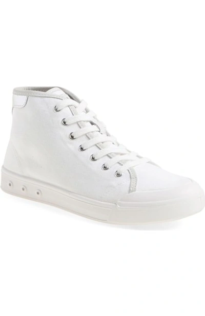 Shop Rag & Bone 'standard Issue' High Top Sneaker (women) In White Canvas/ Silver