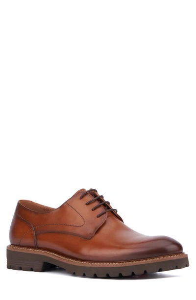 Shop Vintage Foundry Devon Plain Toe Lug Sole Derby In Cognac