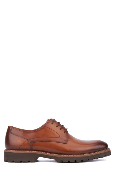 Shop Vintage Foundry Devon Plain Toe Lug Sole Derby In Cognac