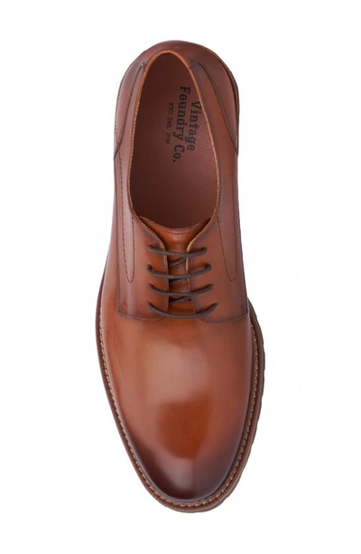 Shop Vintage Foundry Devon Plain Toe Lug Sole Derby In Cognac