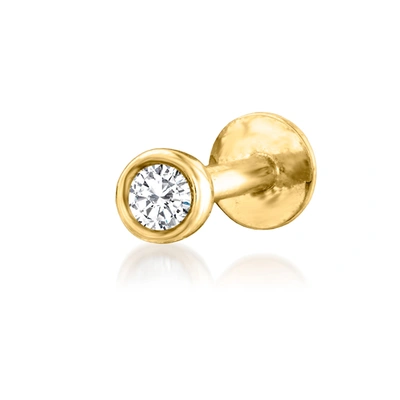 Rs Pure By Ross-simons Bezel-set Diamond-accented Single Stud Earring In 14kt Yellow Gold In White