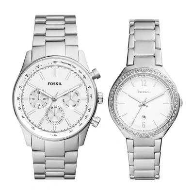 Shop Fossil Men's His And Hers Multifunction, Stainless Steel Watch In Silver