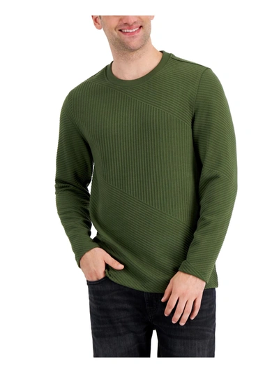Shop Alfani Mens Directional Ribbed Crewneck Pullover Sweater In Multi