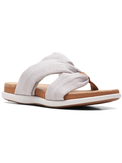 Shop Cloudsteppers By Clarks Eliza Skip Womens Cushioned Footbed Canvas Slide Sandals In White