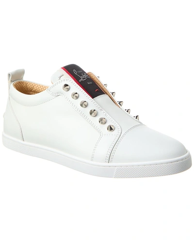 Shop Christian Louboutin F. A.v Fique A Vontade Leather Sneaker In White