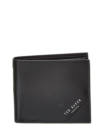 Shop Ted Baker Prugs Embossed Corner Leather Bifold Wallet In Black
