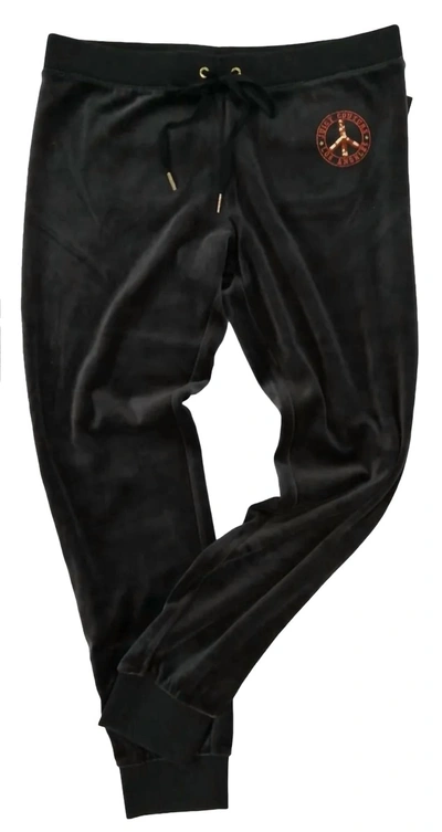 Shop Juicy Couture Traditional Logo Track Velour Pants In Black