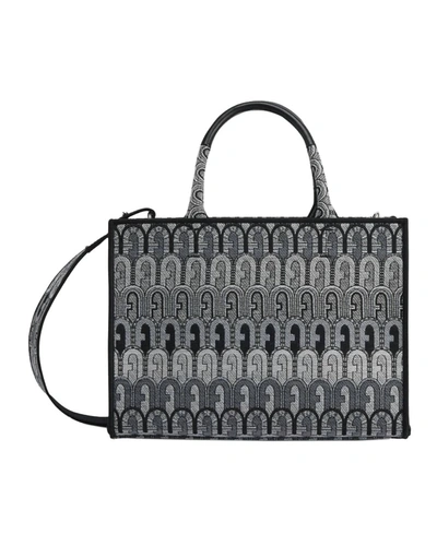 Furla Opportunity Small Tote Bag In Toni Black Denim In Multi