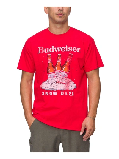 Shop Junk Food Budweiser Mens Cotton Crewneck Graphic T-shirt In Red