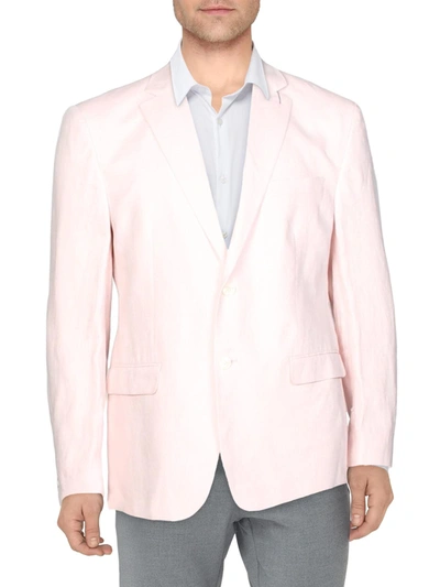Shop Lauren Ralph Lauren Mens Linen Business Two-button Blazer In Pink