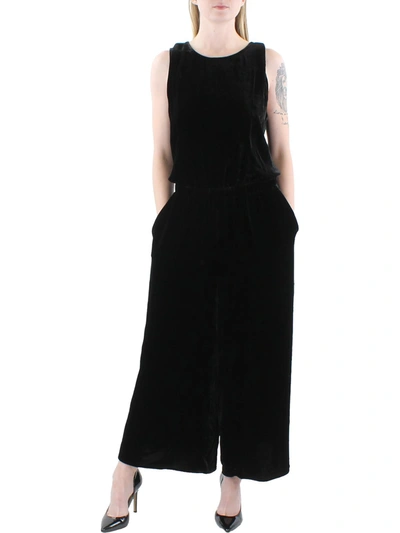 Shop Eileen Fisher Womens Velvet Wide Leg Jumpsuit In Black