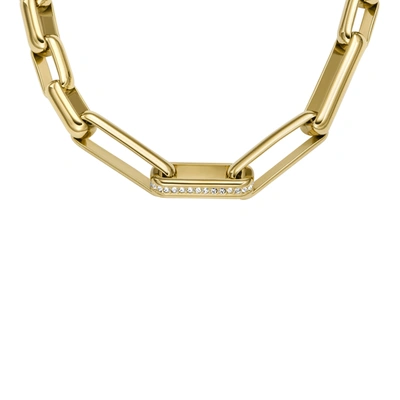 Shop Fossil Women's Archival Glitz Gold-tone Brass Chain Necklace